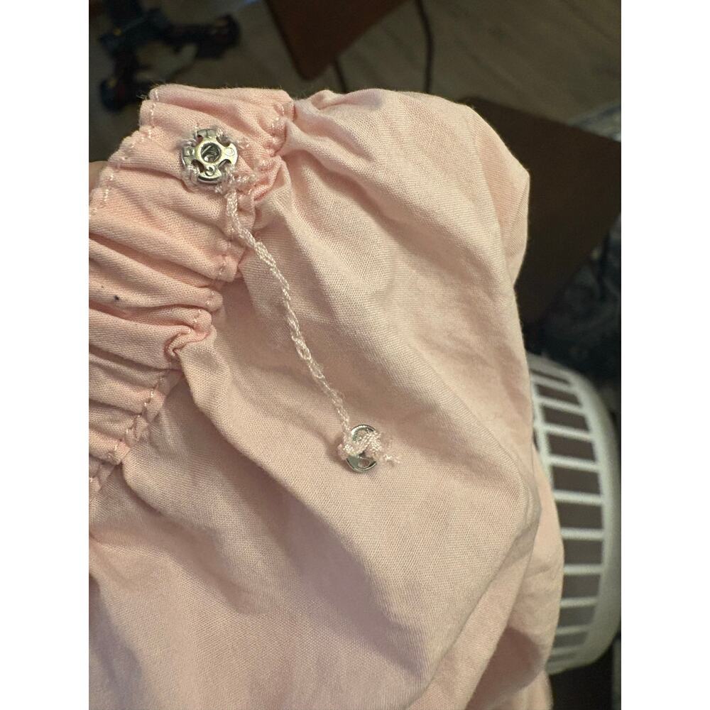 J.Crew Pink Cotton Midi Dress L Puff Sleeve Square Neck Button Front Cottagecore - Picture 16 of 16